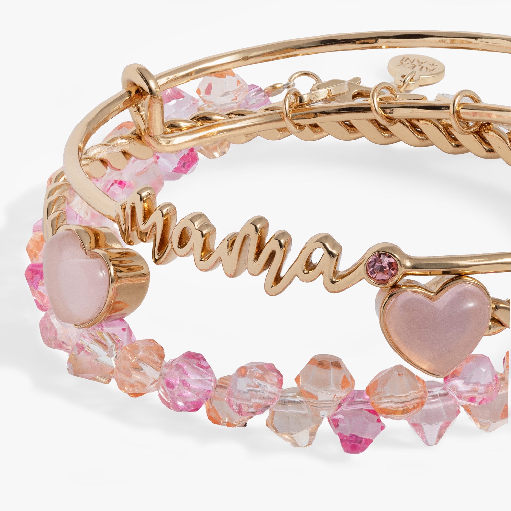 'Mama' Pink Beaded Bangle Set of 3 - Aaria Tees Aaria Tees