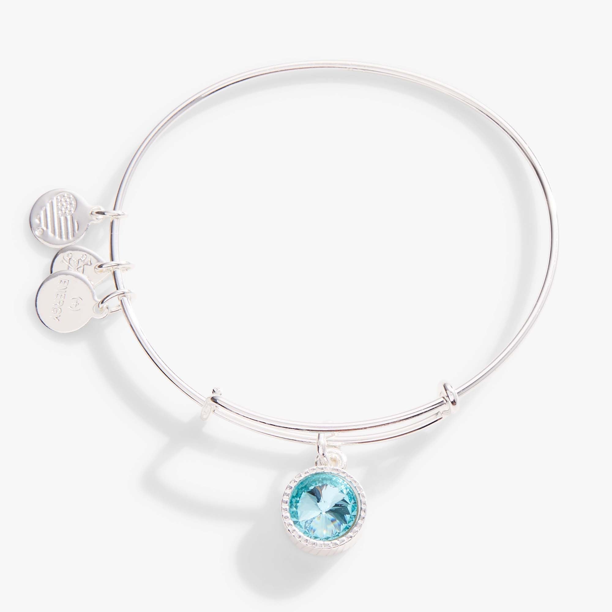 March Birthstone Charm Bangle, Aquamarine - Aaria Tees Aaria Tees