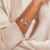 March Birthstone Charm Bangle, Aquamarine - Aaria Tees Aaria Tees