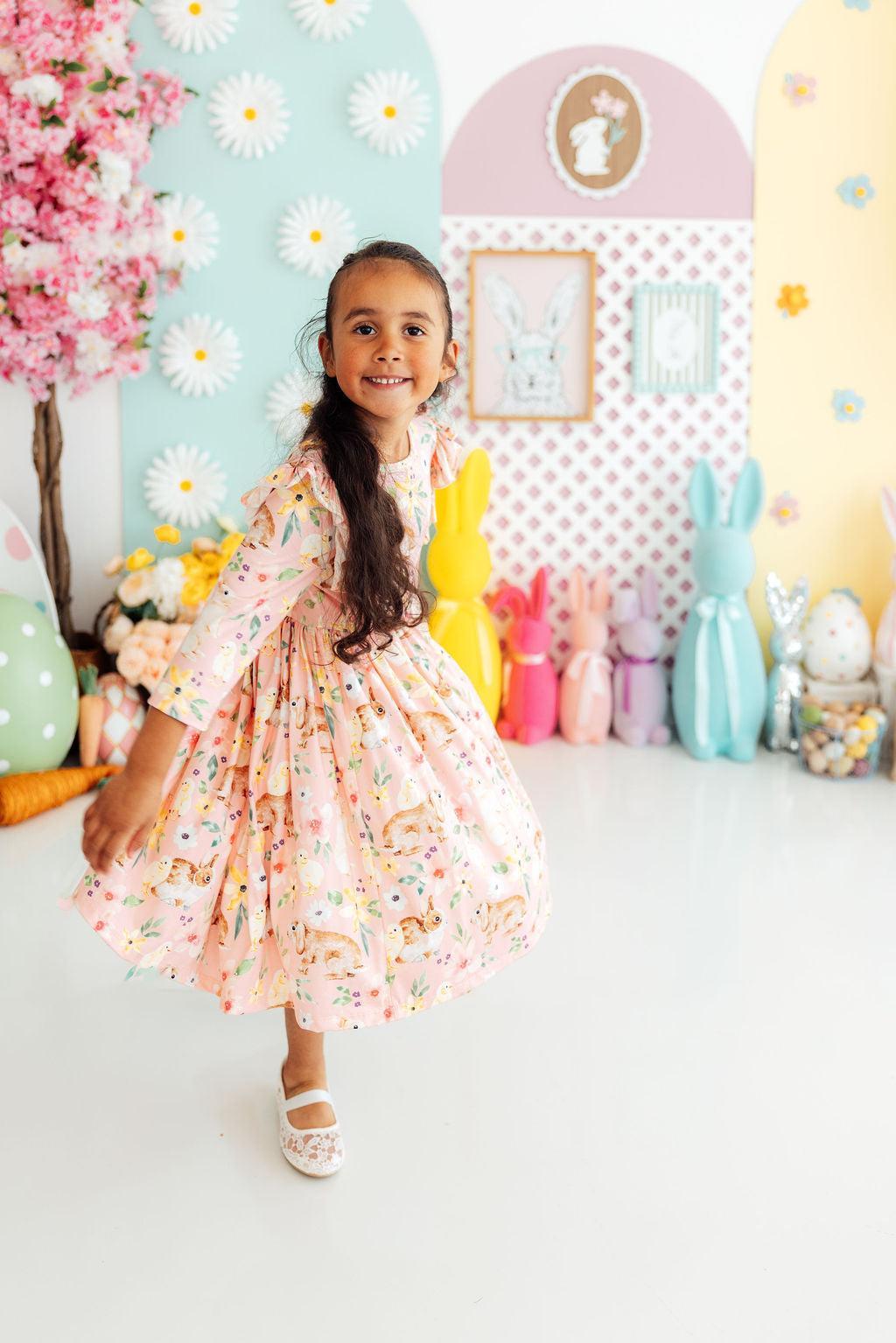 Chicks & Bunnies Ruffle Twirl Dress - Aaria Tees Aaria Tees