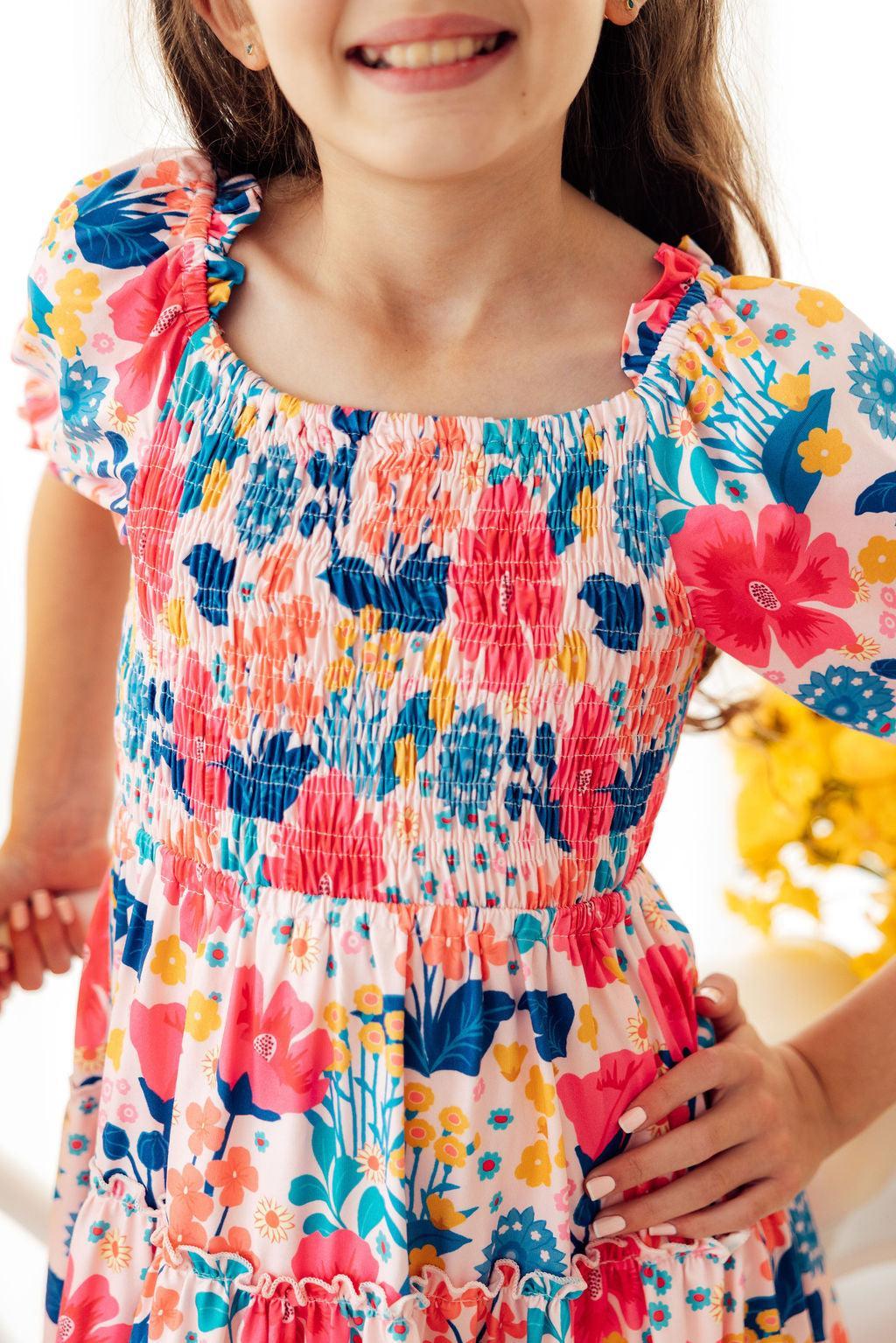 Sunshine Garden Smocked Ruffle Dress - Aaria Tees