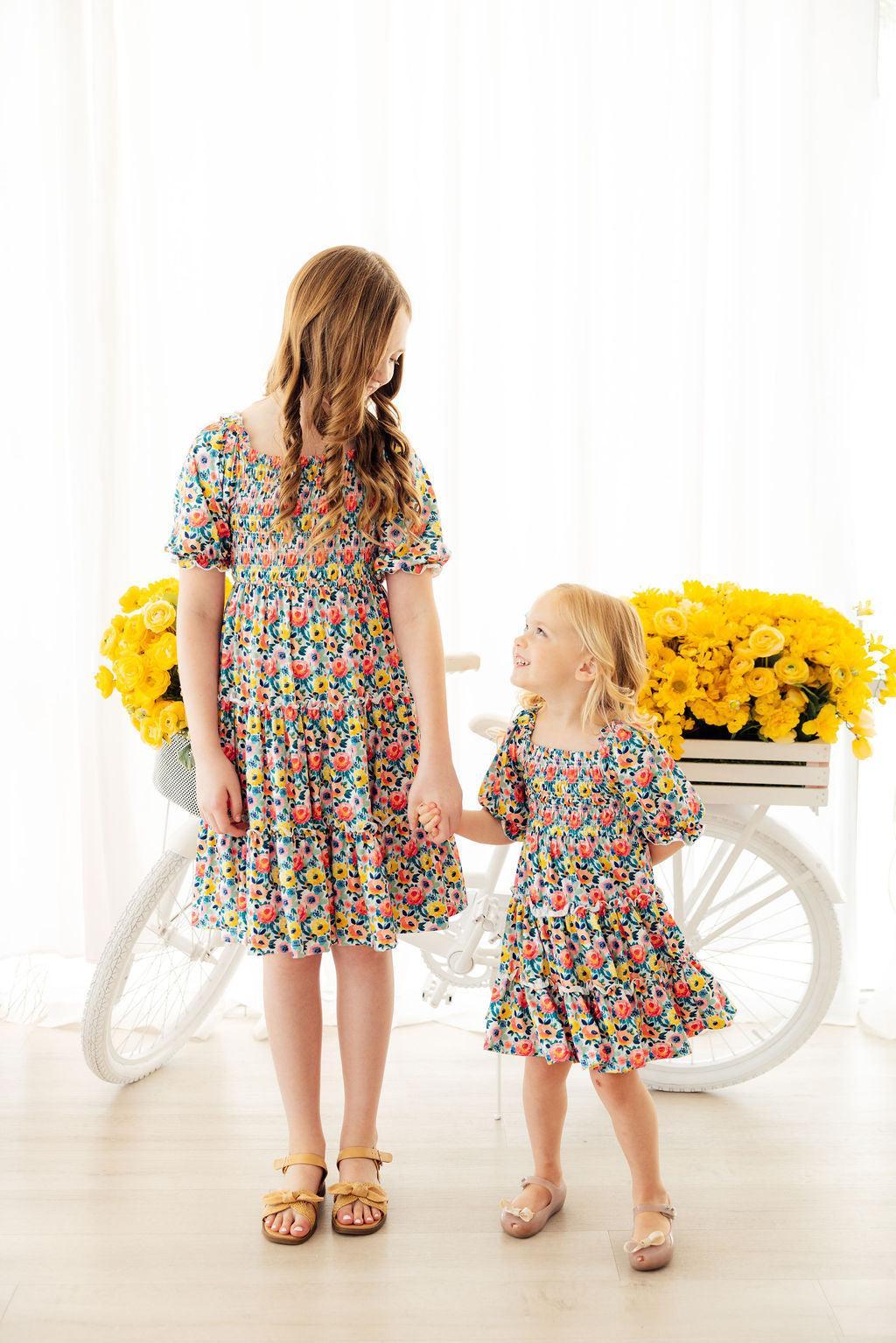 Beautiful Blossoms Smocked Ruffle Dress - Aaria Tees Aaria Tees