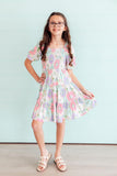 Minty Meadow Smocked Ruffle Dress - Aaria Tees Aaria Tees