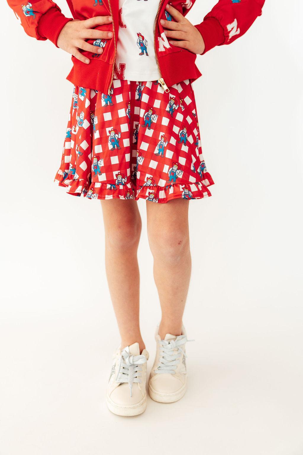 Nebraska Plaid Herbie Husker Twirl Skort - Aaria Tees Aaria Tees