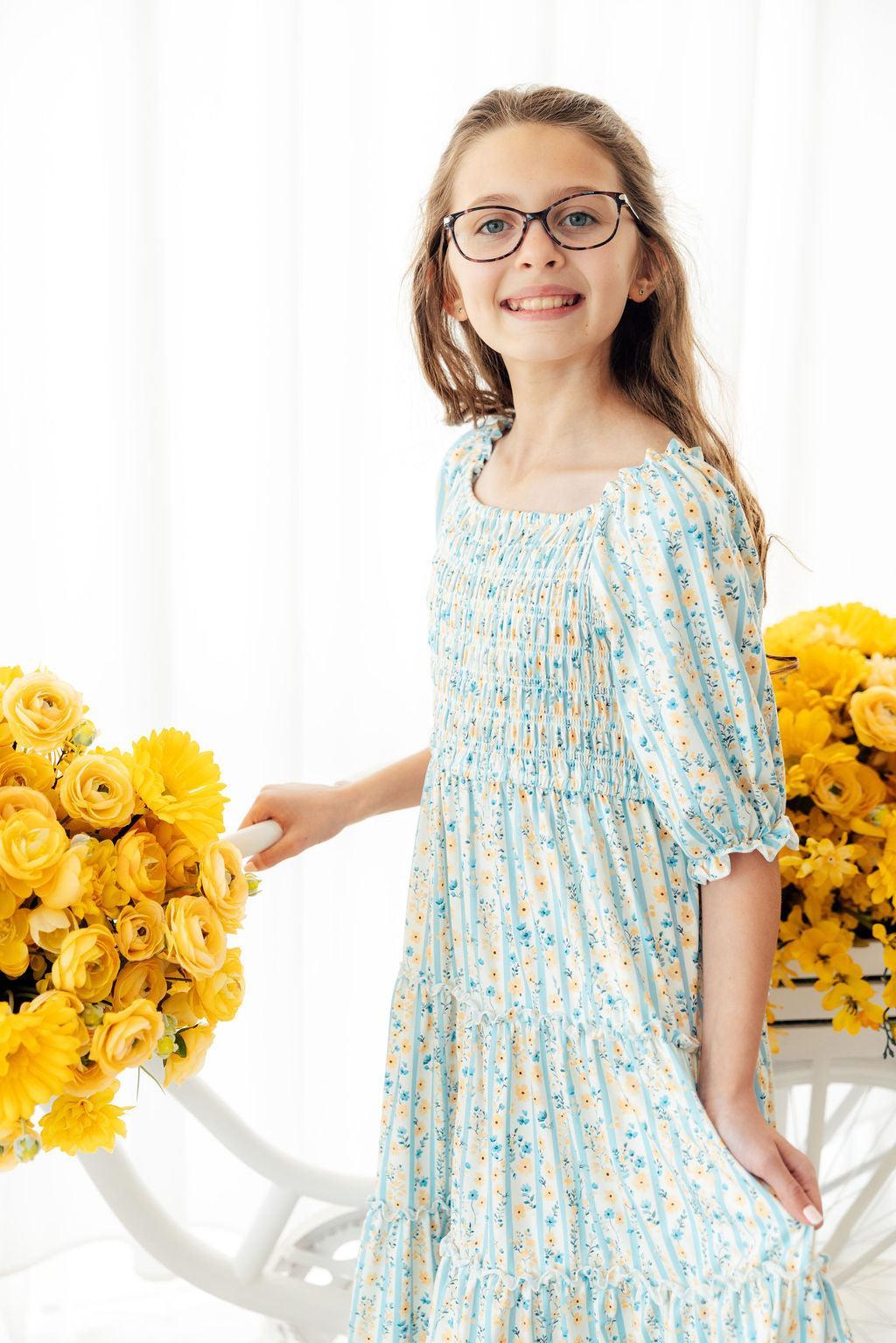 Buttercup Blooms Smocked Ruffle Dress - Aaria Tees Aaria Tees