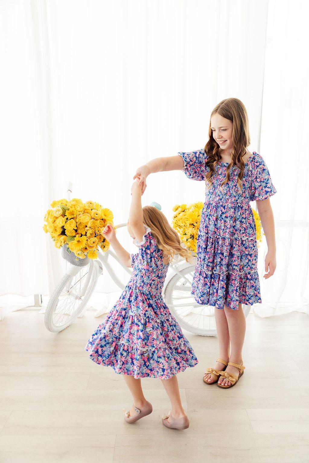 Darling Daisies Smocked Ruffle Dress - Aaria Tees Aaria Tees
