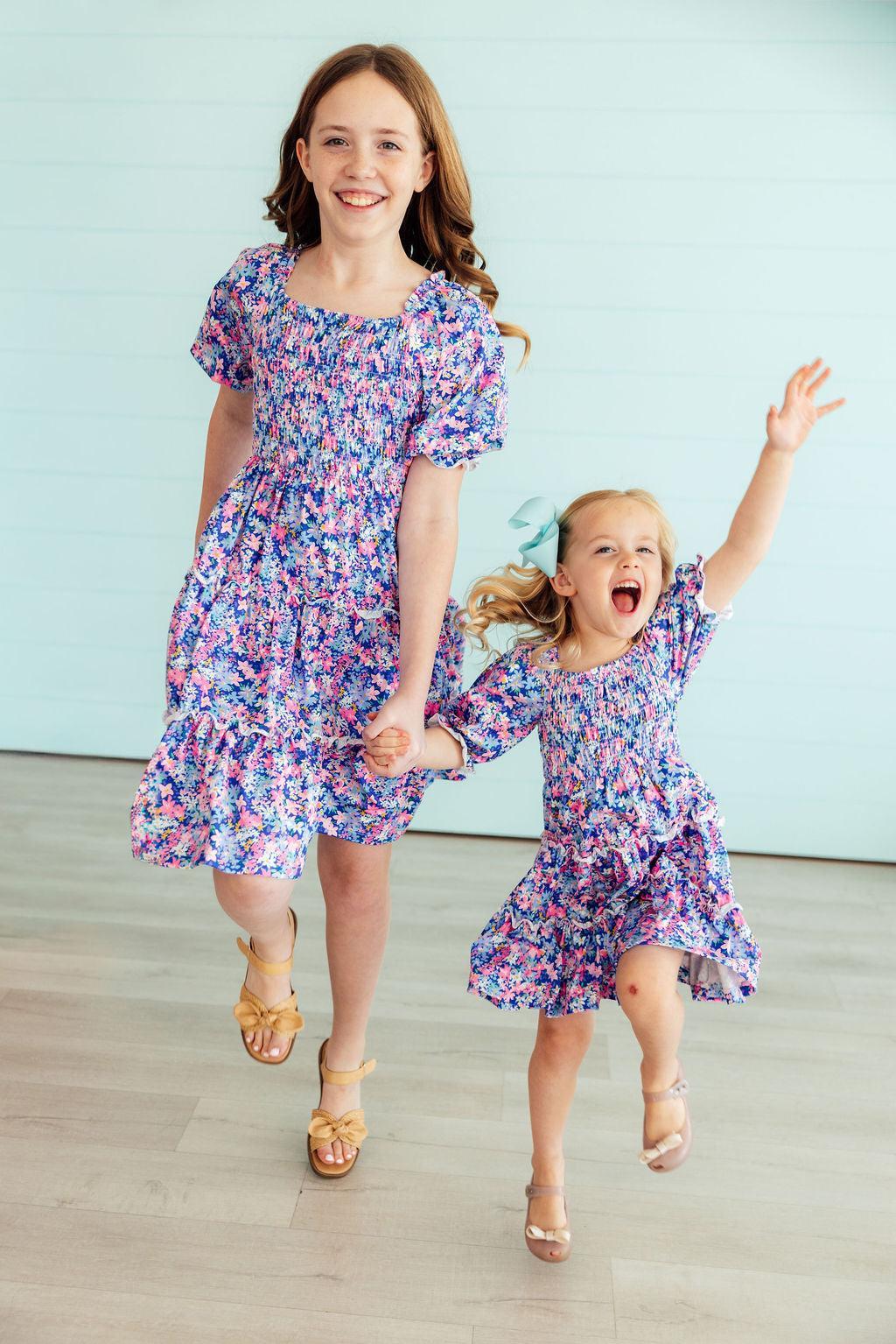 Darling Daisies Smocked Ruffle Dress - Aaria Tees Aaria Tees