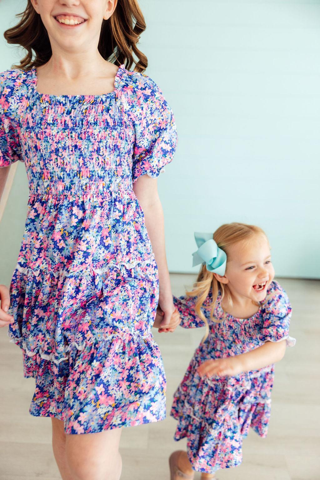 Darling Daisies Smocked Ruffle Dress - Aaria Tees Aaria Tees
