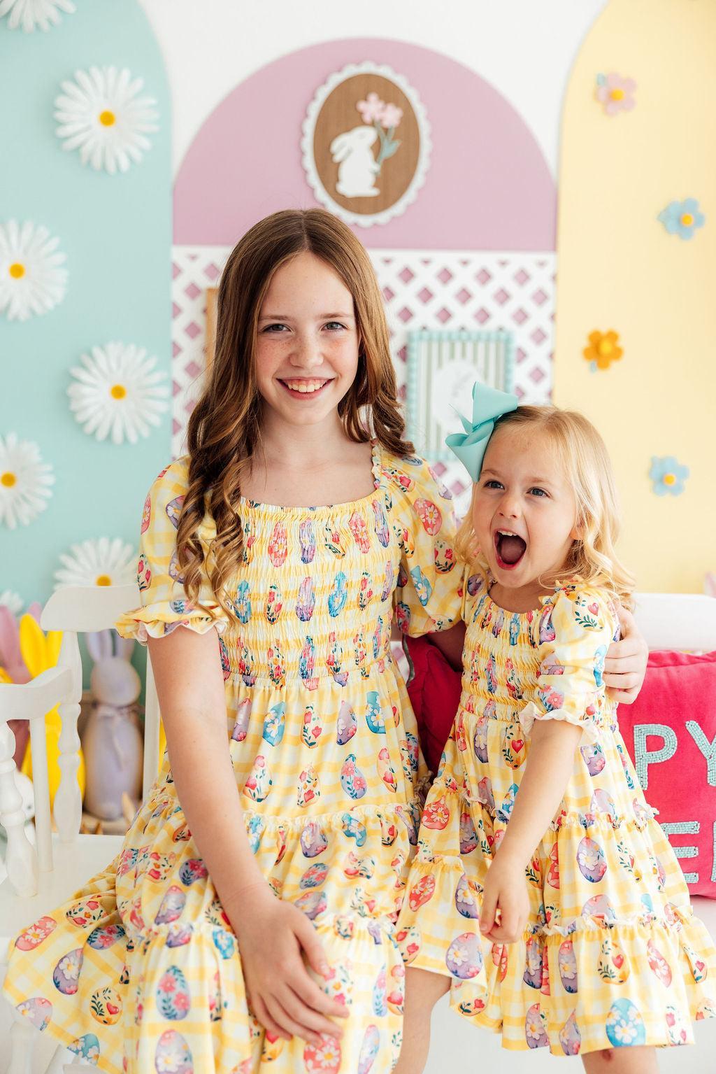 Easter Picnic Smocked Ruffle Dress - Aaria Tees Aaria Tees