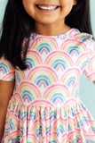 Watercolor Rainbows S/S Pocket Twirl Dress Aaria Tees