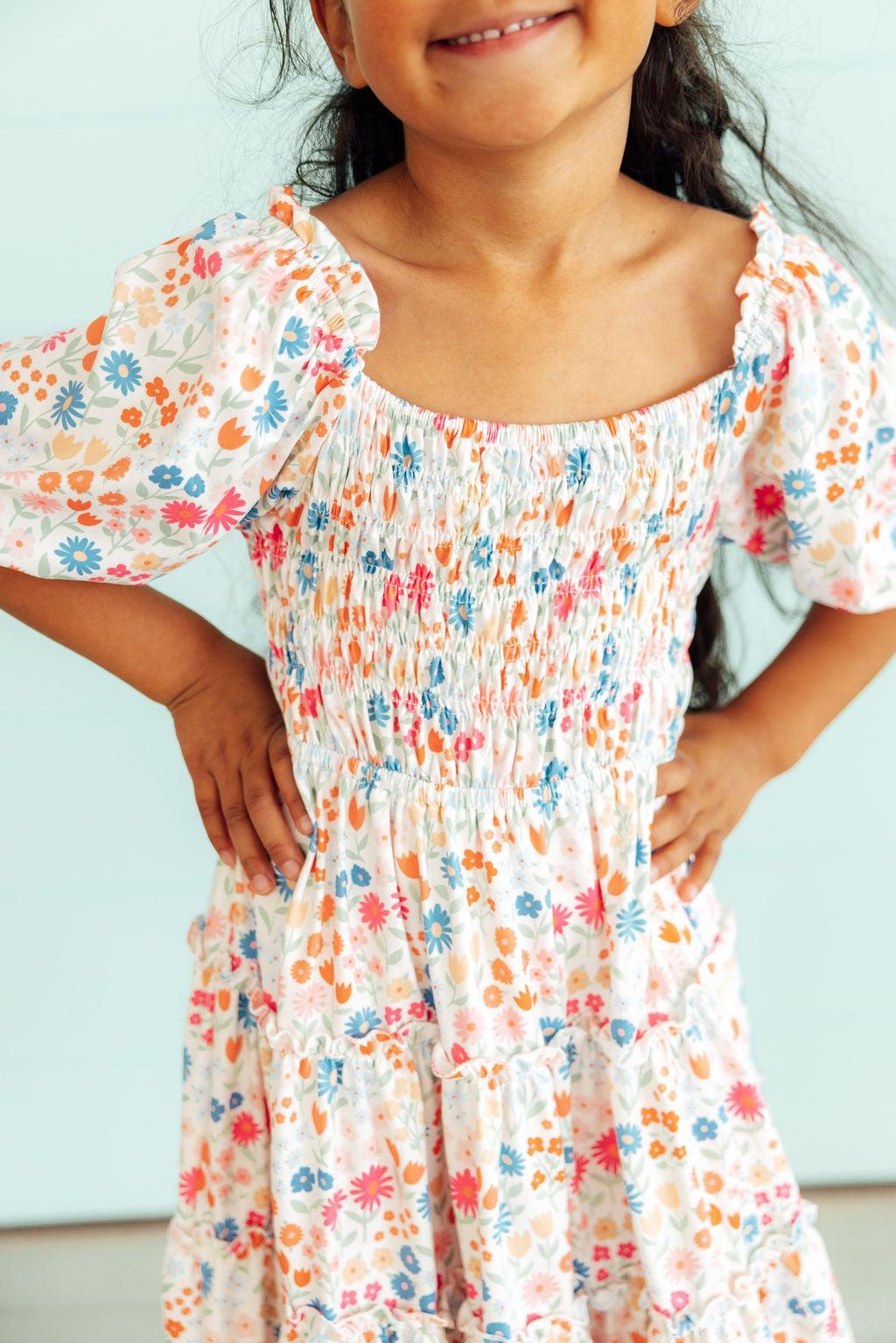 Meadow Magic Smocked Ruffle Dress - Aaria Tees Aaria Tees