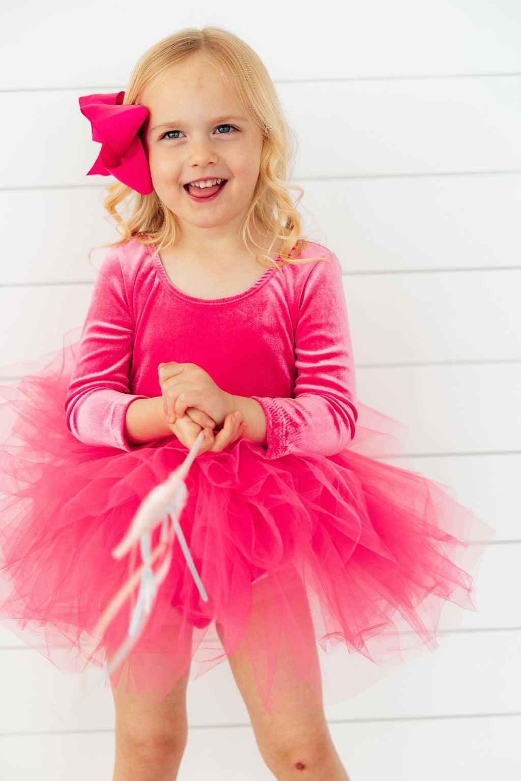 Magenta Velvet L/S Tutu Leotard - Aaria Tees Aaria Tees