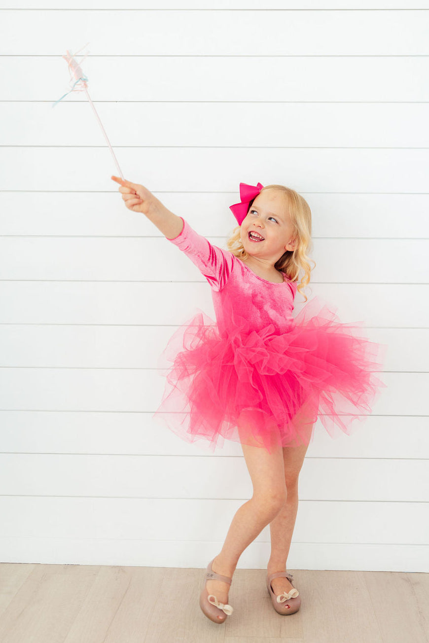 Magenta Velvet L/S Tutu Leotard - Aaria Tees Aaria Tees