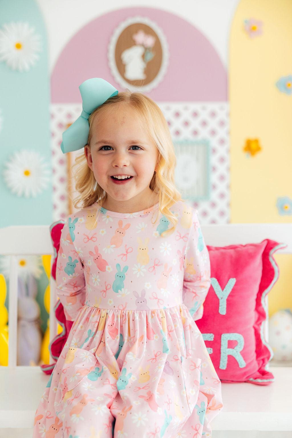 Preppy Peeps 3/4 Sleeve Pocket Twirl Dress - Aaria Tees Aaria Tees