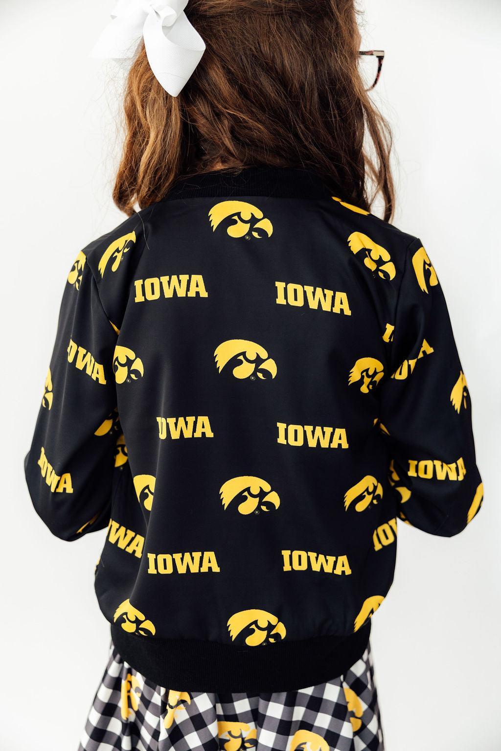 Iowa Black Tigerhawk Satin Jacket - Aaria Tees Aaria Tees