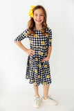 Iowa Plaid Tigerhawk 3/4 Sleeve Pocket Twirl Dress - Aaria Tees Aaria Tees