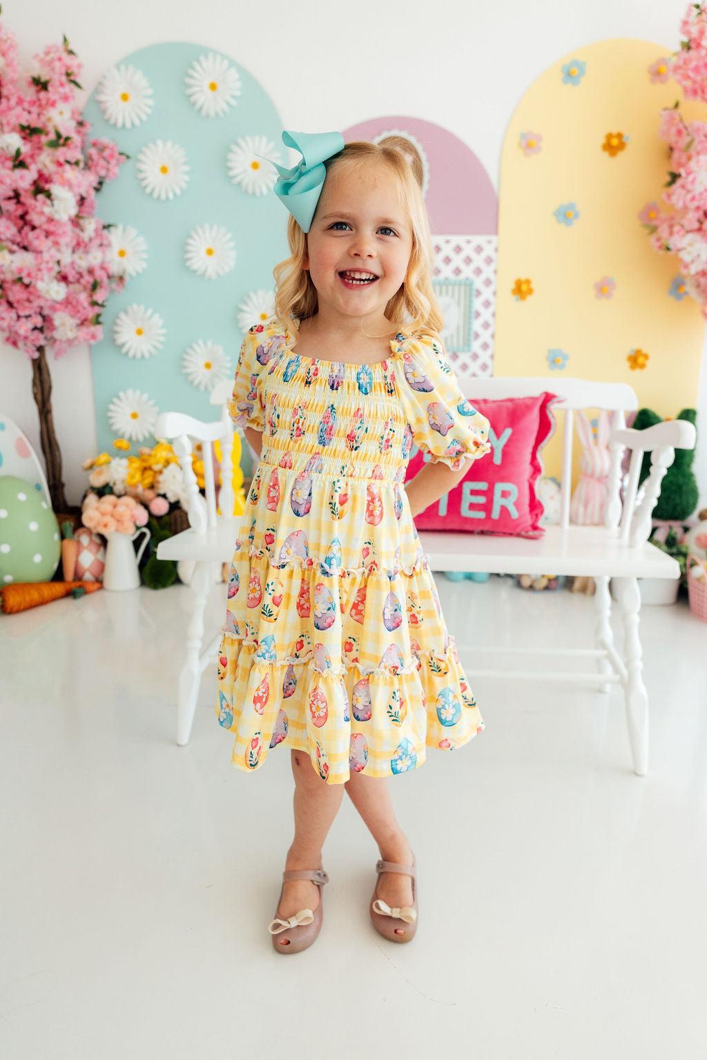 Easter Picnic Smocked Ruffle Dress - Aaria Tees Aaria Tees
