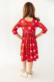Nebraska Red Herbie Husker 3/4 Sleeve Pocket Twirl Dress - Aaria Tees Aaria Tees