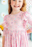 Little Bow Peeps 3/4 Sleeve Ruffle Twirl Dress - Aaria Tees Aaria Tees