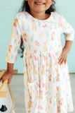 Sunny Bunnies 3/4 Sleeve Pocket Twirl Dress - Aaria Tees Aaria Tees
