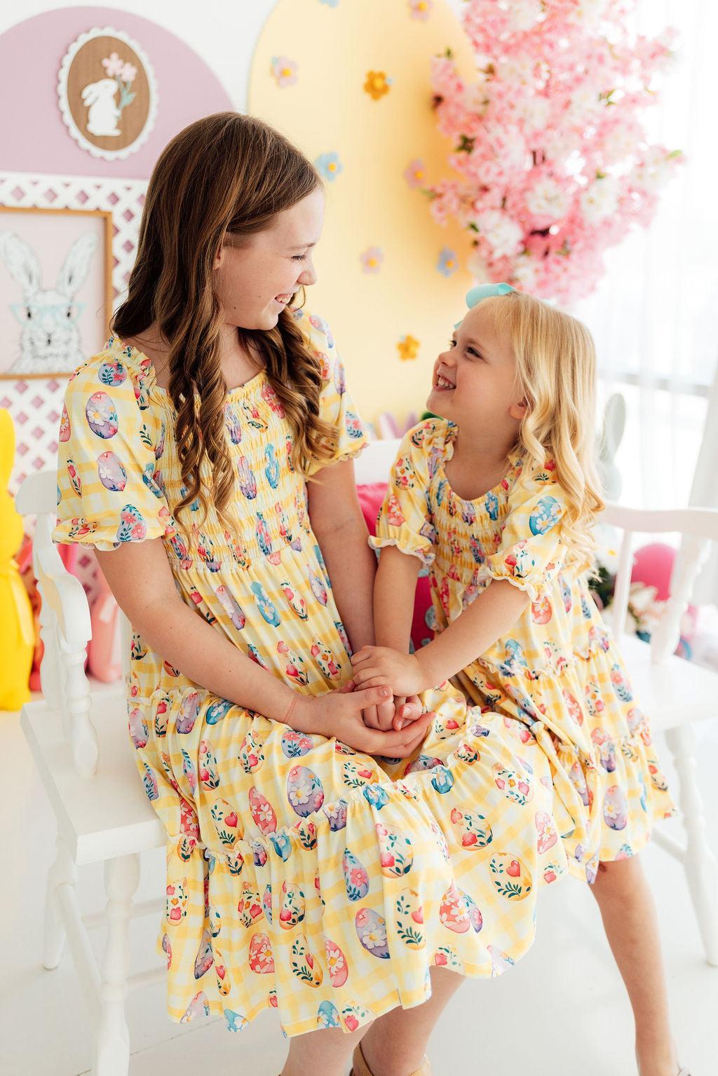 Easter Picnic Smocked Ruffle Dress - Aaria Tees Aaria Tees
