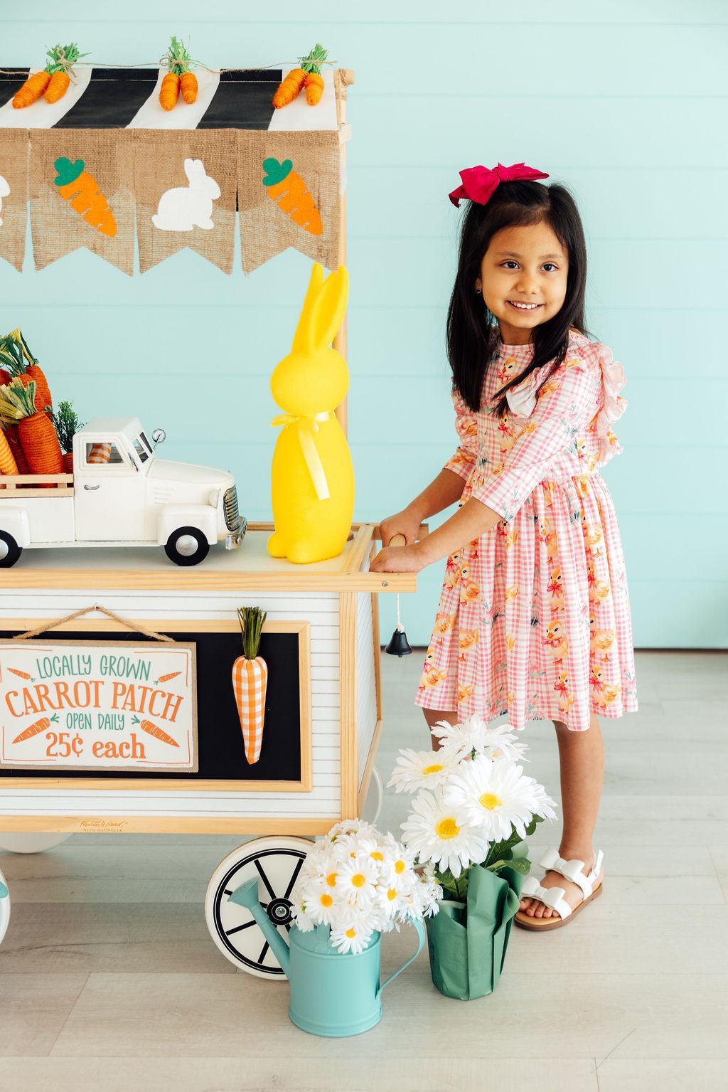 Daisy Ducklings 3/4 Sleeve Ruffle Twirl Dress - Aaria Tees Aaria Tees