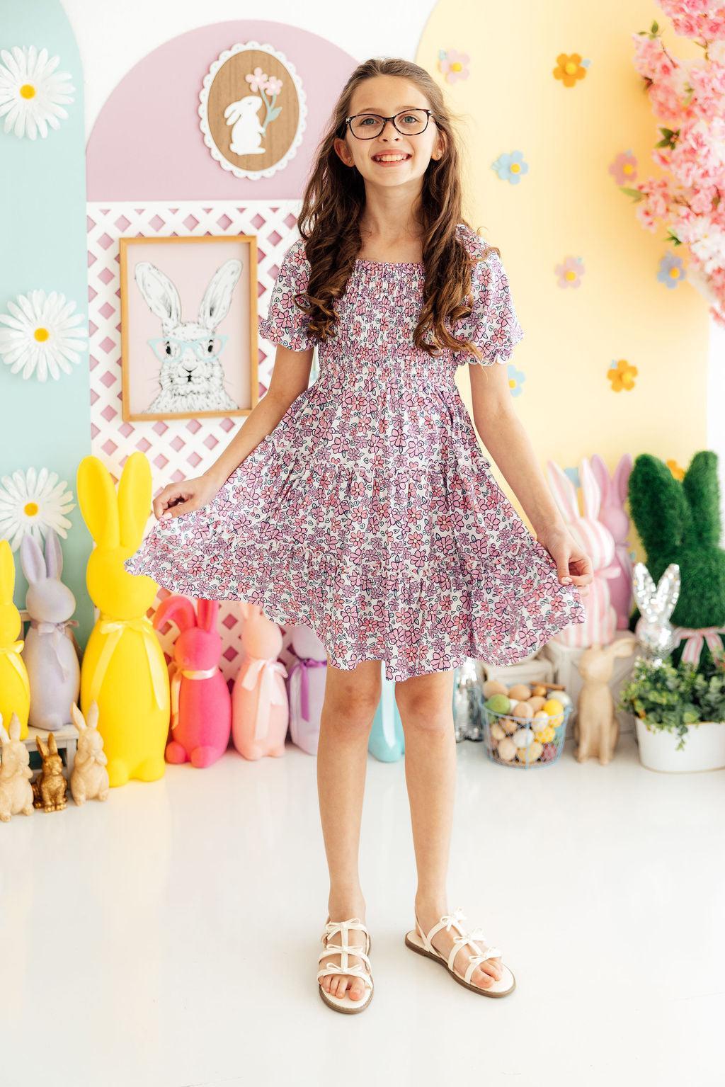 Lovely Lavender Smocked Ruffle Dress - Aaria Tees Aaria Tees