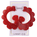 Margo Scallop Hoop Earrings - Crimson Glitter - Aaria Tees Aaria Tees