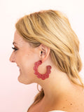 Margo Scallop Hoop Earrings - Crimson Glitter - Aaria Tees Aaria Tees