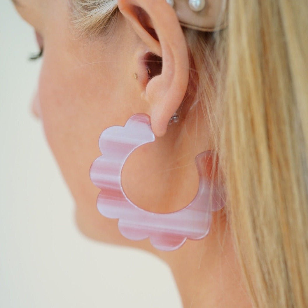 Margo Scallop Hoop Earrings - Mauve - Aaria Tees