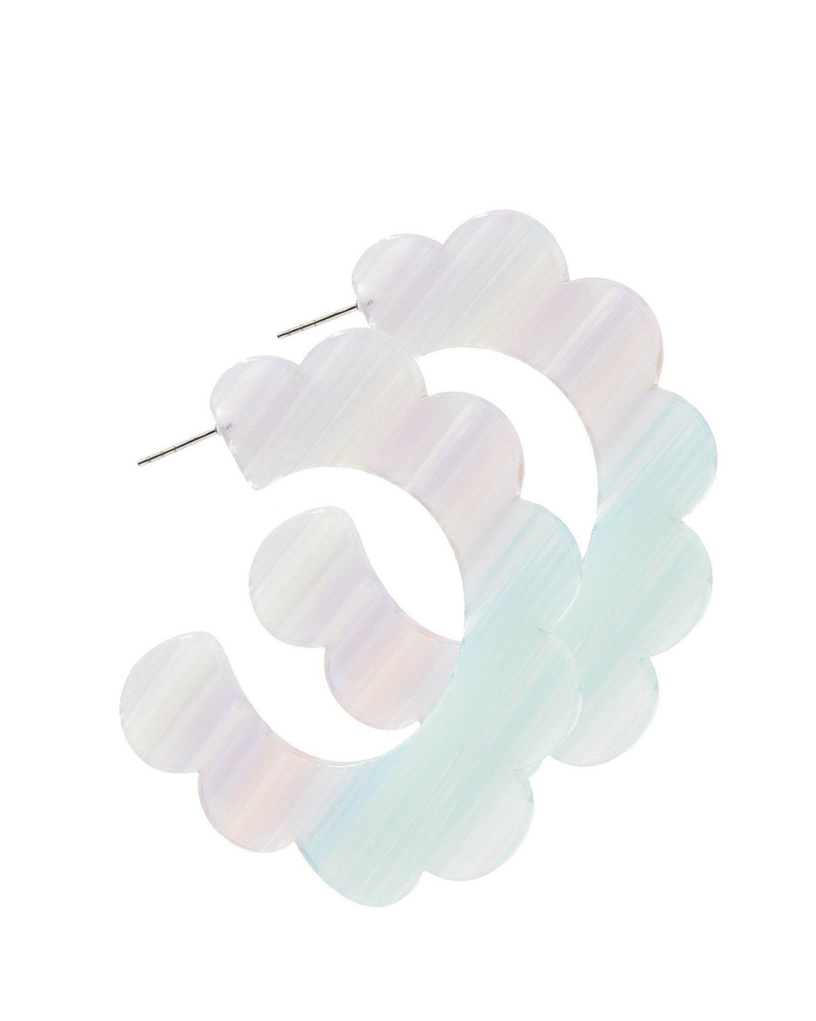 Margo Scallop Hoop Earrings - Purple Stripes - Aaria Tees Aaria Tees