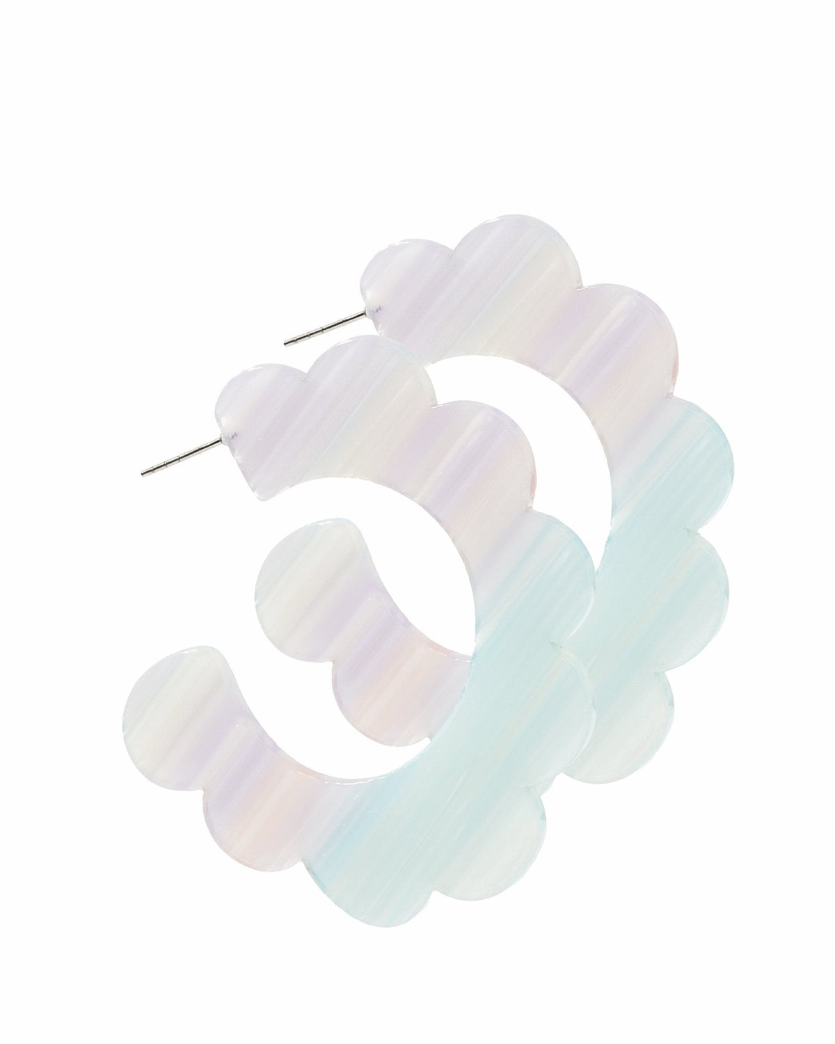 Margo Scallop Hoop Earrings - Purple Stripes - Aaria Tees
