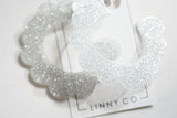 Margo Scallop Hoop Earrings - Silver Glitter - Aaria Tees Aaria Tees