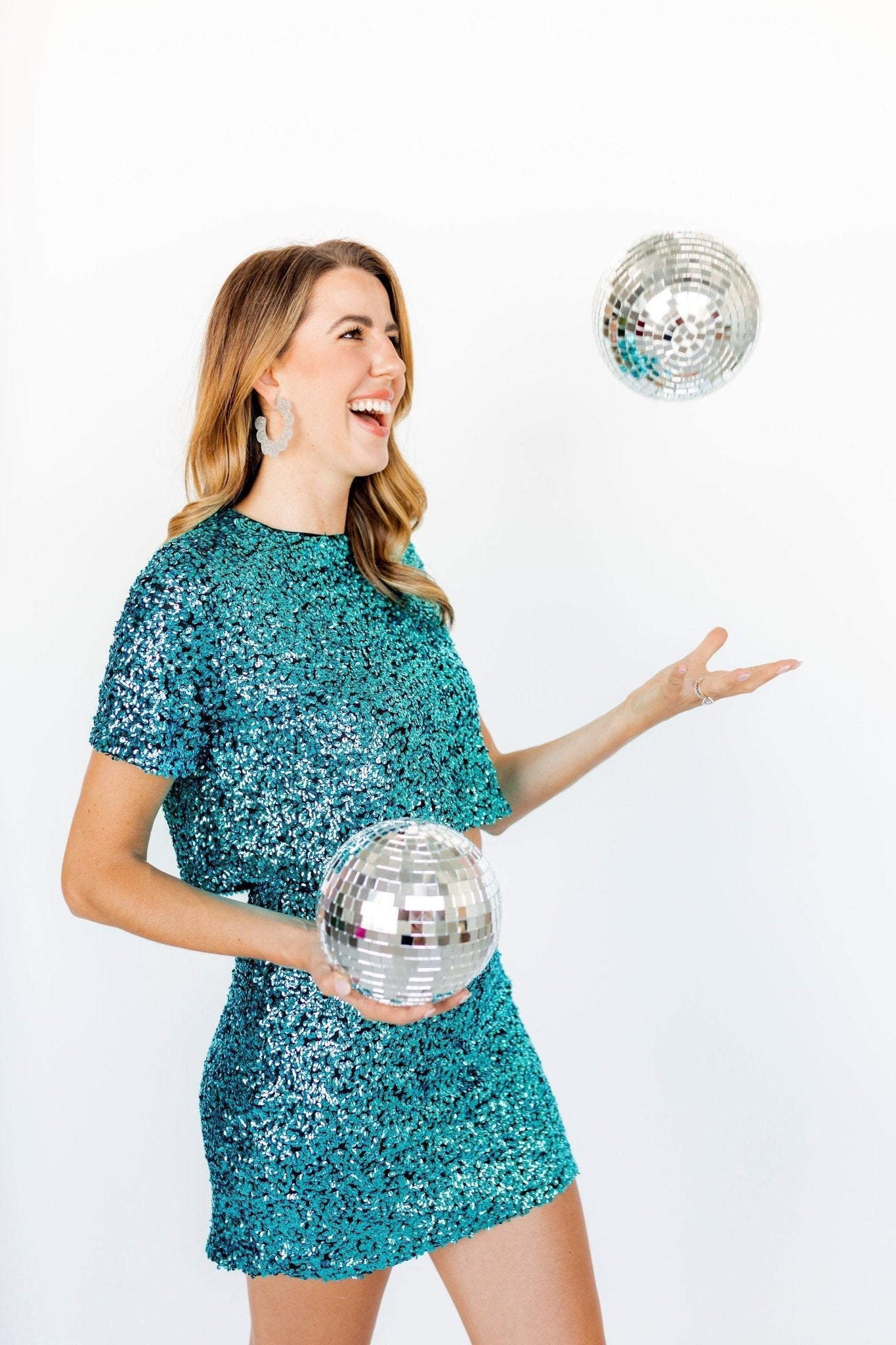 Margo Scallop Hoop Earrings - Silver Glitter - Aaria Tees Aaria Tees