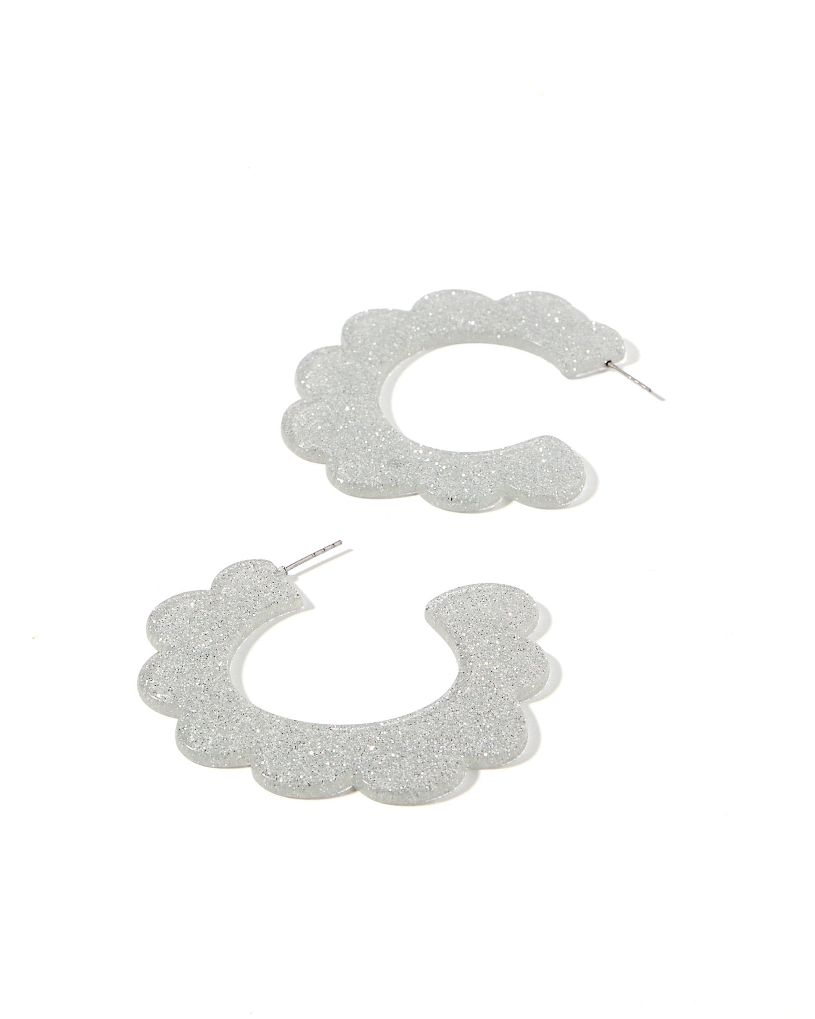 Margo Scallop Hoop Earrings - Silver Glitter - Aaria Tees Aaria Tees