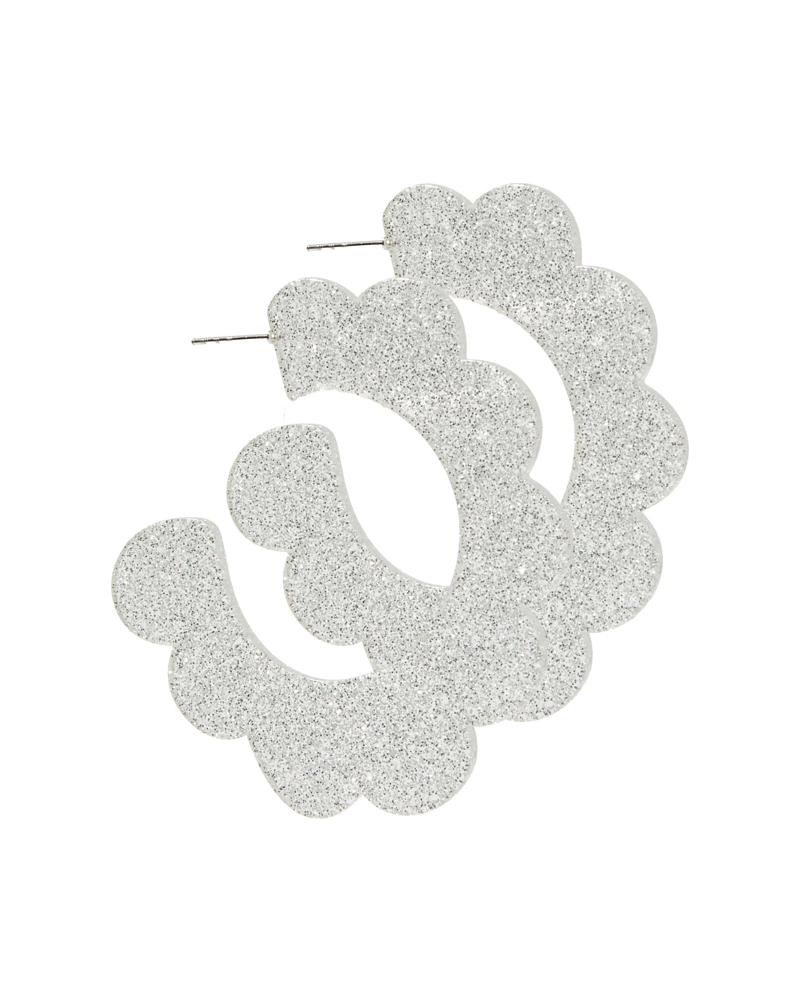 Margo Scallop Hoop Earrings - Silver Glitter - Aaria Tees Aaria Tees