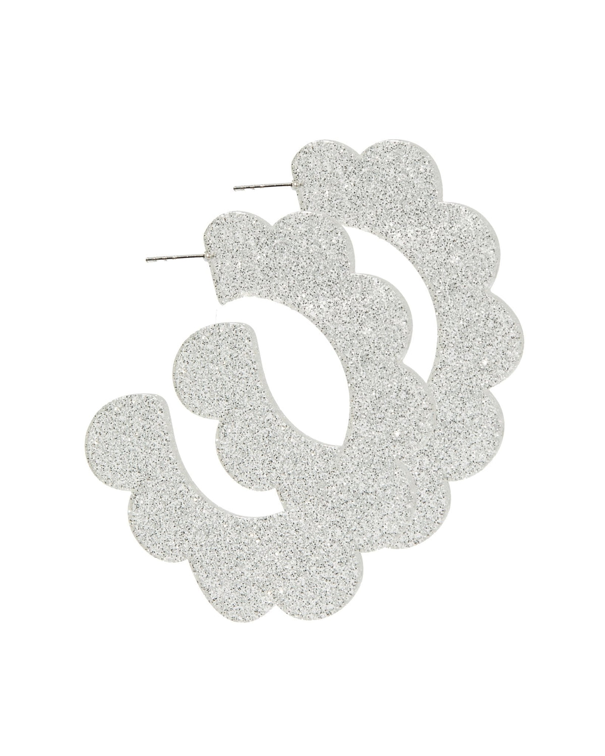 Margo Scallop Hoop Earrings - Silver Glitter - Aaria Tees