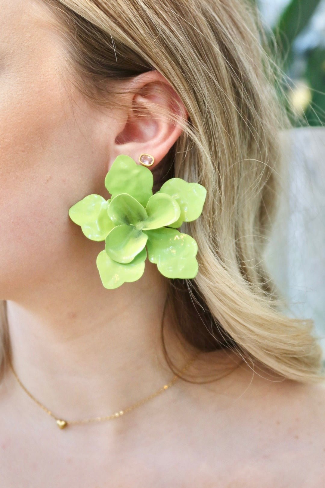 Maxine Statement Earrings - Green - Aaria Tees Aaria Tees
