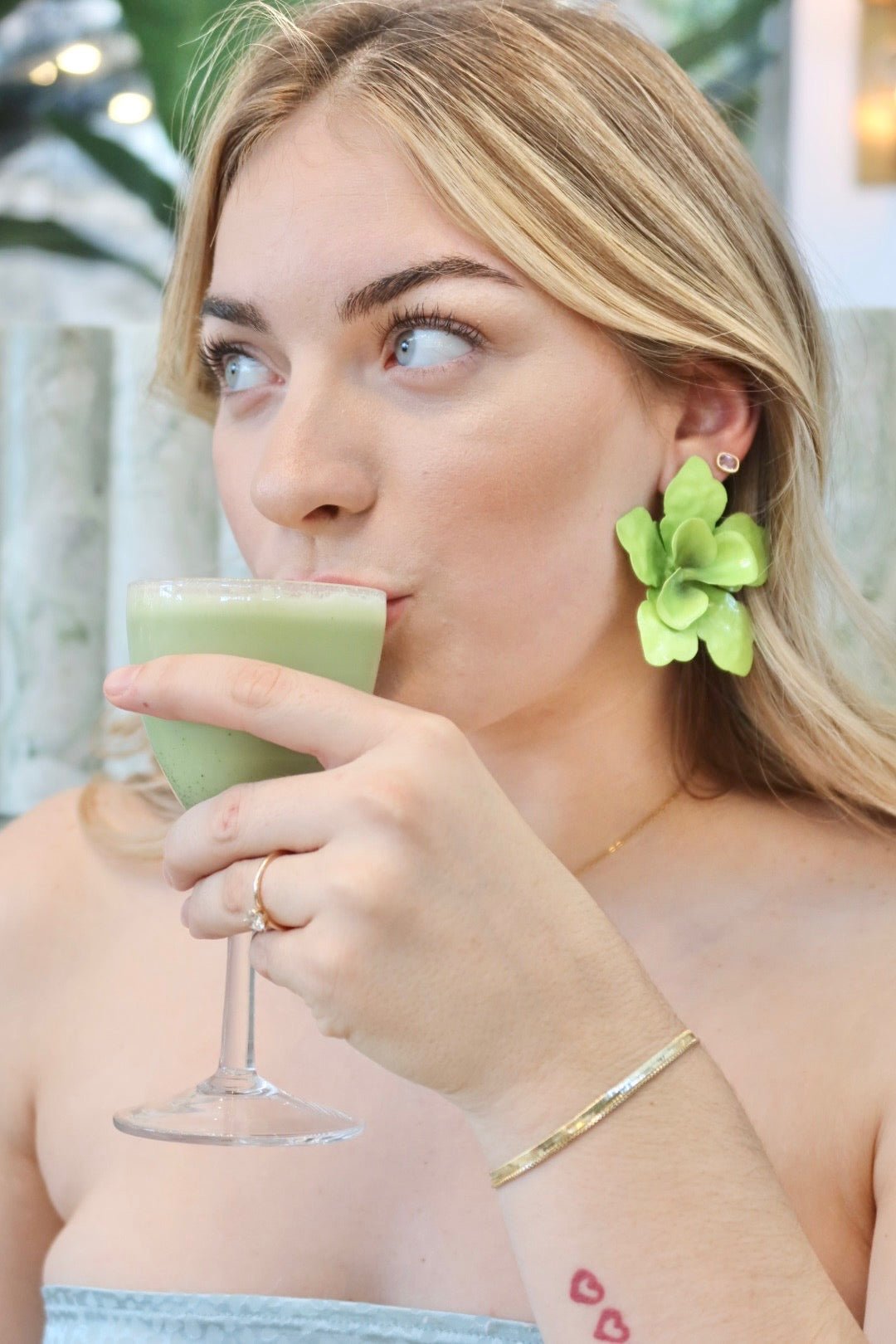 Maxine Statement Earrings - Green - Aaria Tees Aaria Tees
