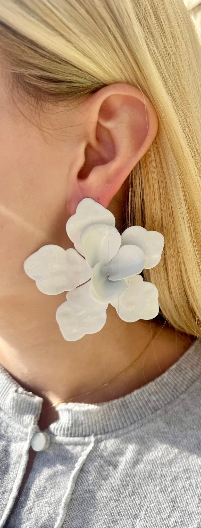 Maxine Statement Earrings - White - Aaria Tees Aaria Tees