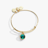 May Birthstone Charm Bangle, Emerald - Aaria Tees Aaria Tees