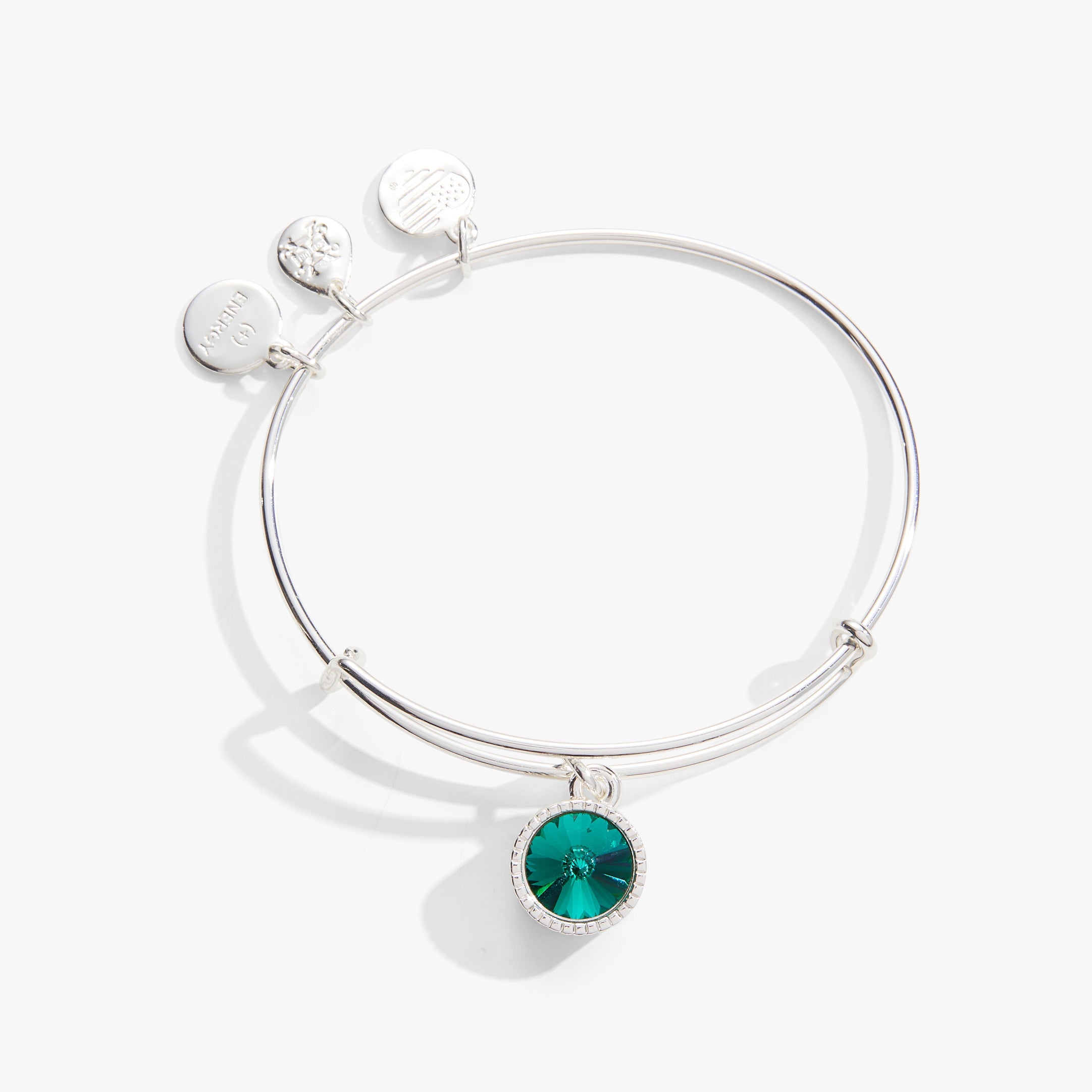 May Birthstone Charm Bangle, Emerald - Aaria Tees Aaria Tees