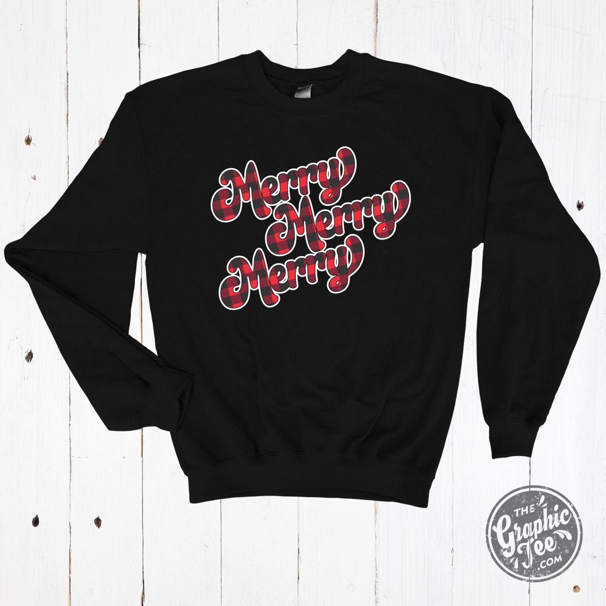 Merry Buffalo Plaid Crewneck Sweatshirt - Aaria Tees