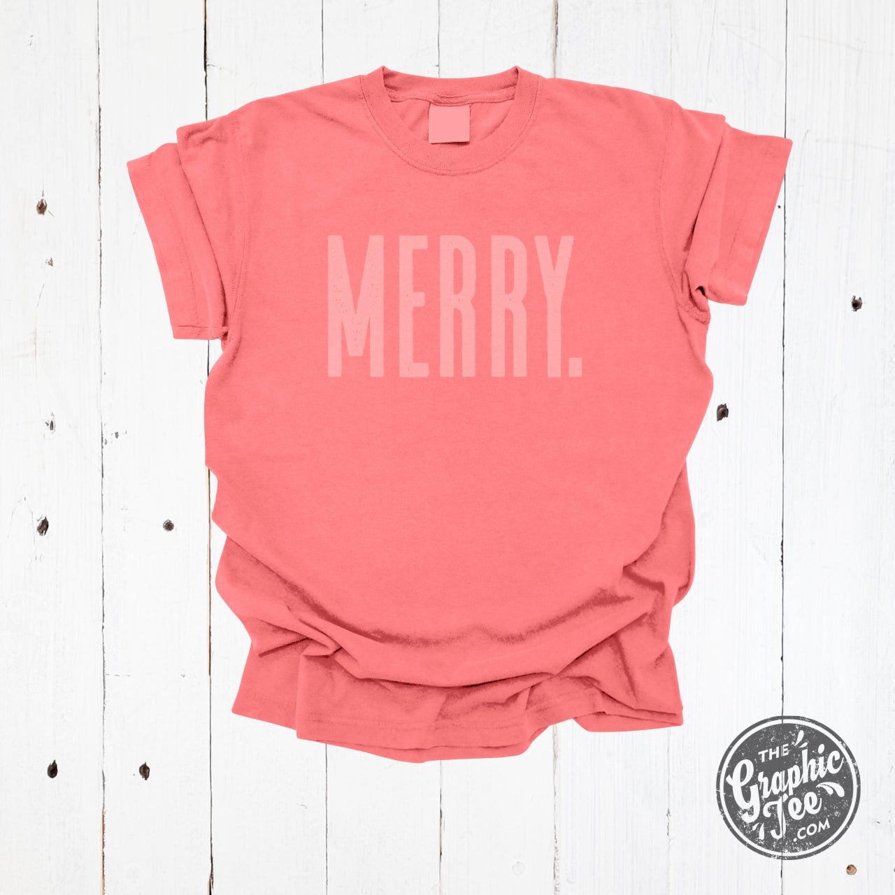 Merry. Coral Garment Dyed Unisex Short Sleeve Tee - Aaria Tees Aaria Tees