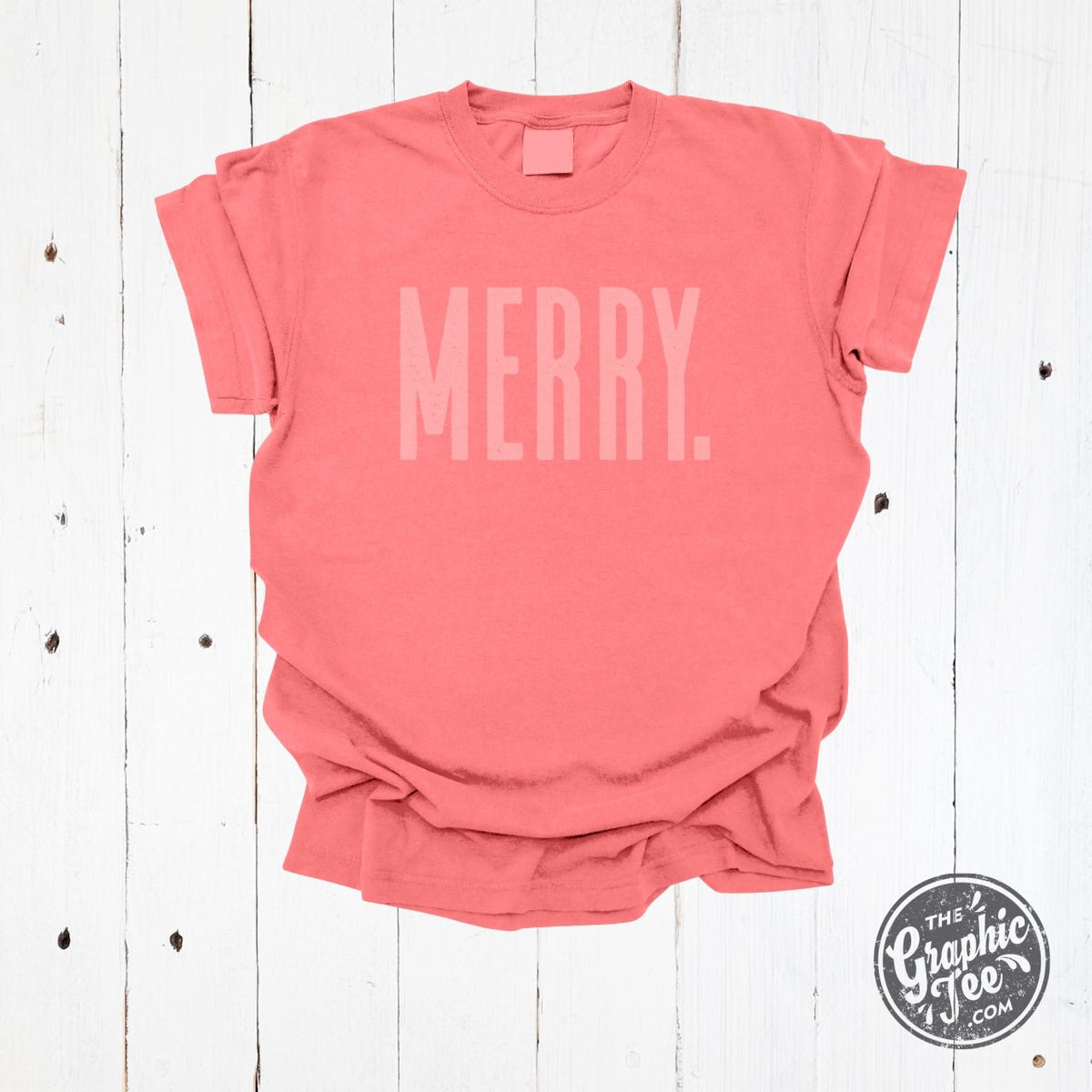Merry. Coral Garment Dyed Unisex Short Sleeve Tee - Aaria Tees