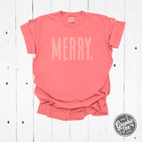 Merry. Coral Garment Dyed Unisex Short Sleeve Tee - Aaria Tees Aaria Tees