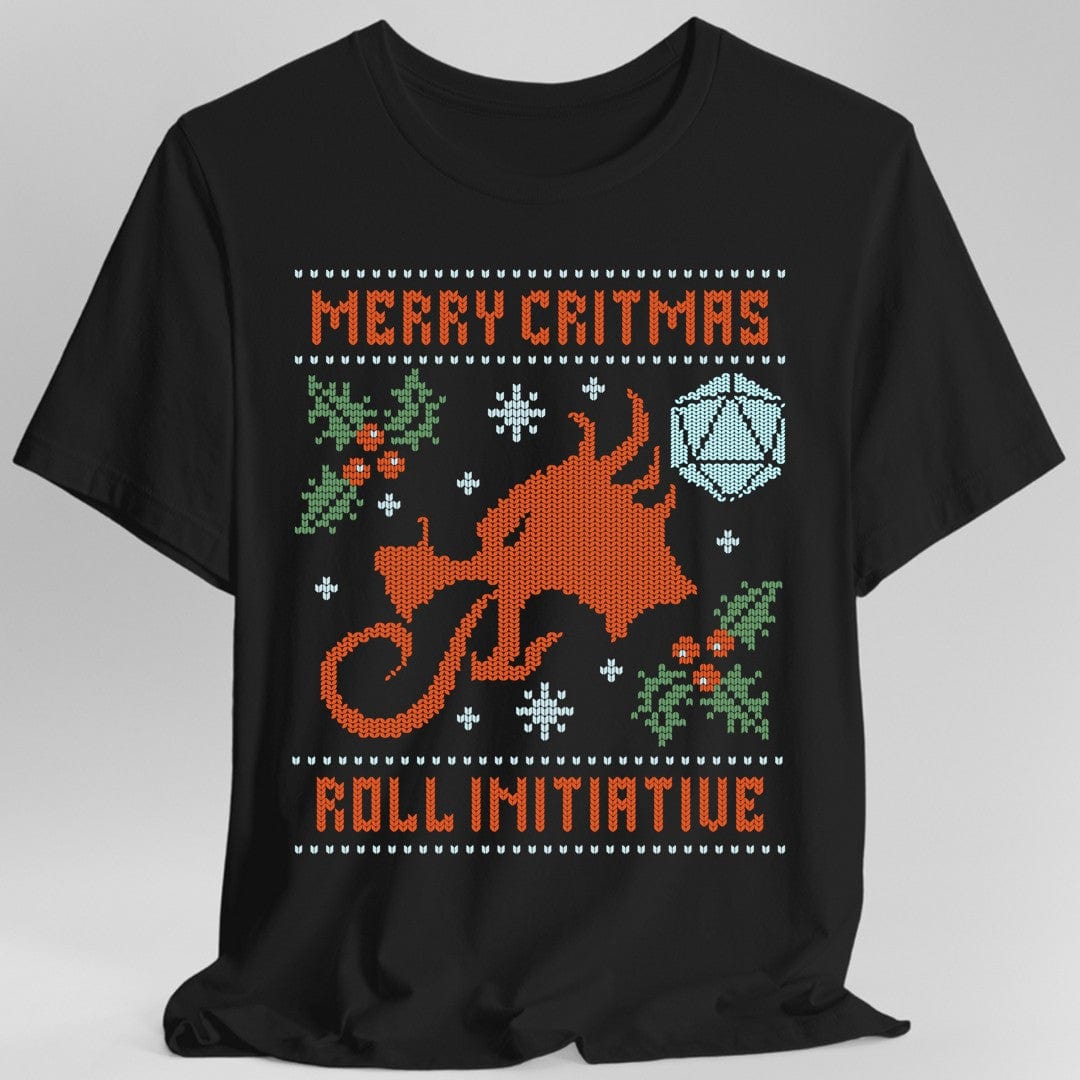 Merry Critmas Ugly Sweater T-shirt Roll Initiative - Aaria Tees Aaria Tees