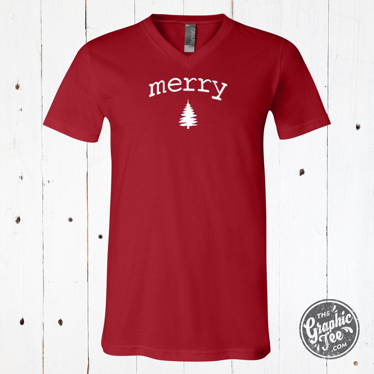 Merry Little Tree V-Neck Tee - Aaria Tees Aaria Tees