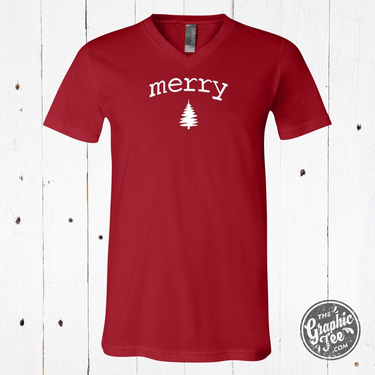 Merry Little Tree V-Neck Tee - Aaria Tees