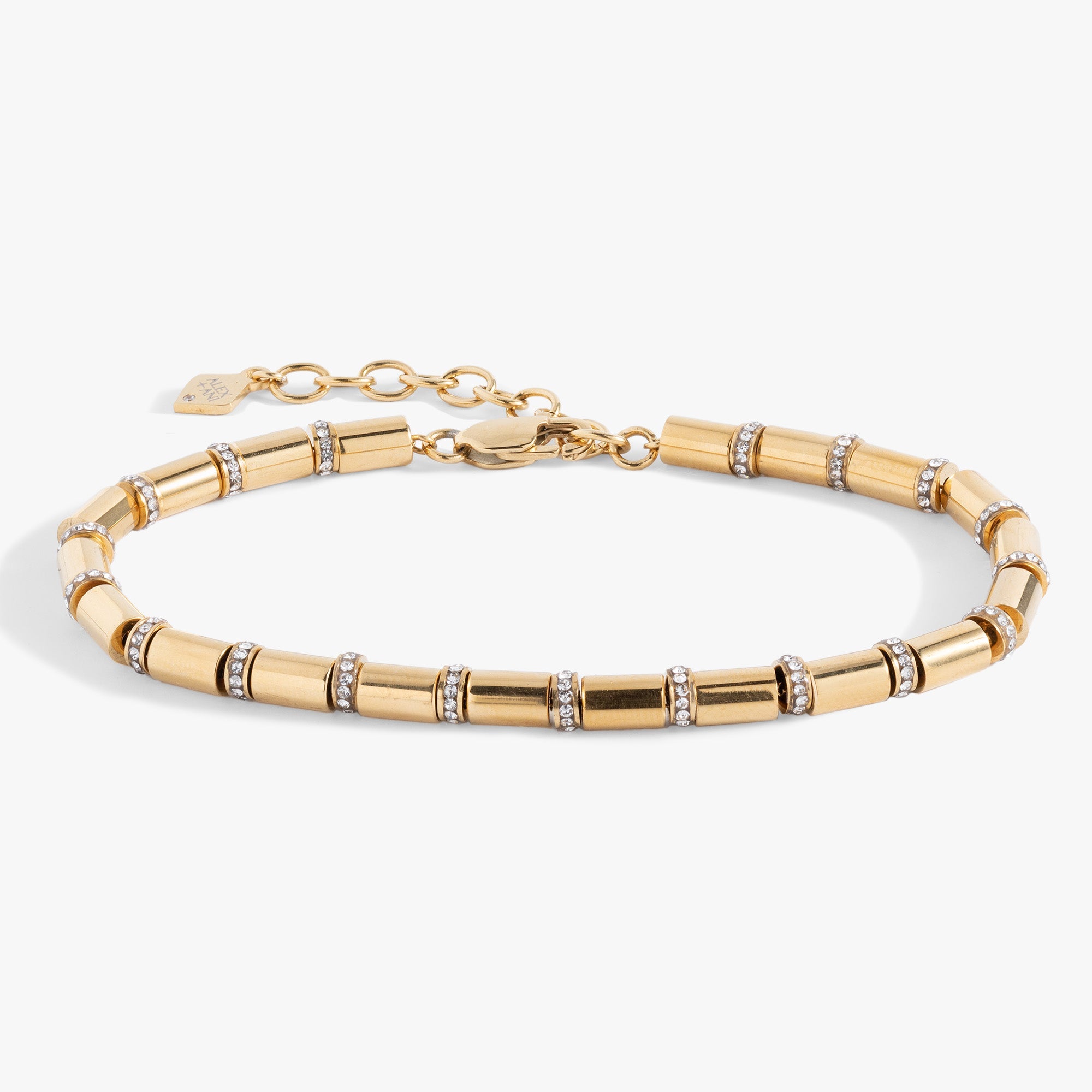 Tube Bead and Crystal Chain Bracelet - Aaria Tees Aaria Tees